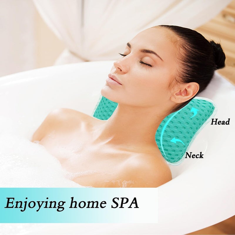Rasenoo Bath Pillows for tub,Home Spa Pillows for Bathtub, Hot Tub,Head and Neck Support with 2 Strong Suction Cups,Green - Image 2